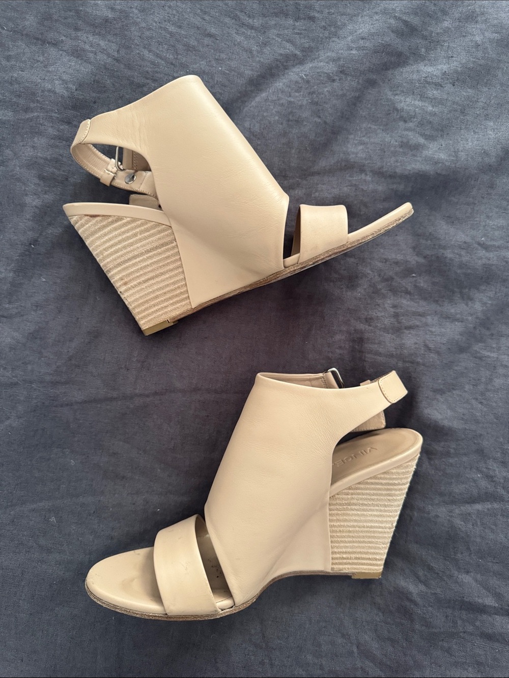 VINCE Karen Nude Leather Wedge